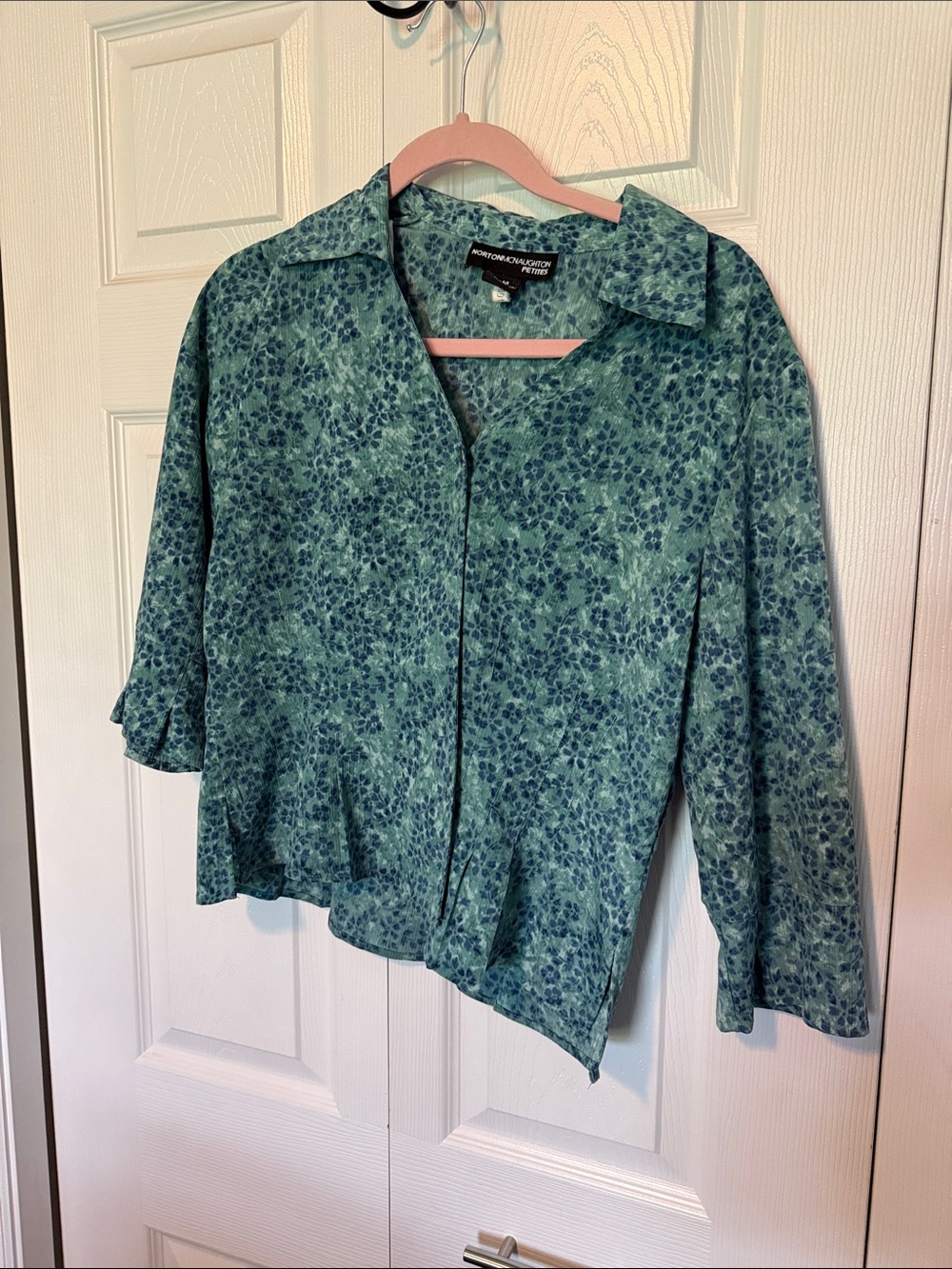 Norton McNaughton Teal Floral Button-Down Shirt